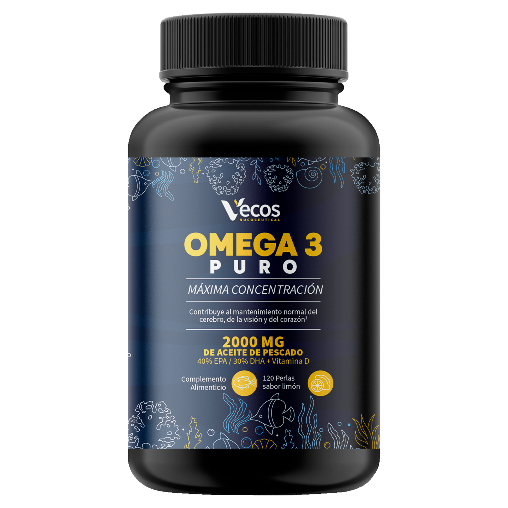Omega 3 Puro 120 Perlas - 600 Mg Epa Y 800mg Dha | Aceite De Pescado Con Vitamina D_0