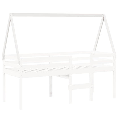 Techo De Cama Infantil Madera Maciza Blanco 209x85,5x88 Cm_2