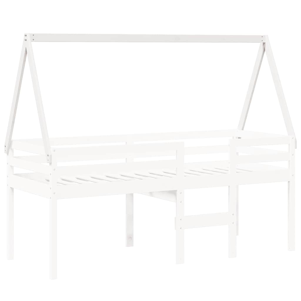Techo De Cama Infantil Madera Maciza Blanco 209x95,5x88 Cm_2