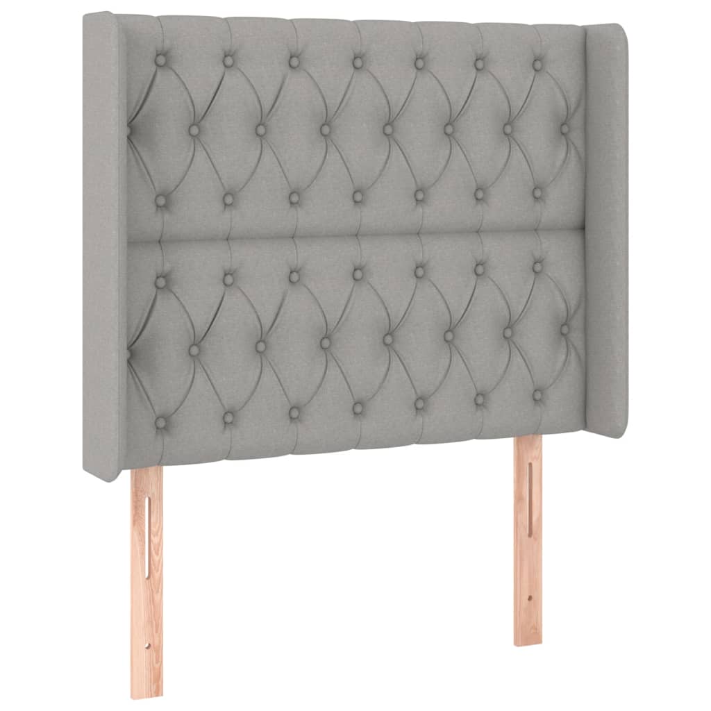 Cama Box Spring Colchón Y Luces Led Tela Gris Claro 100x200 Cm / Vetonek_5