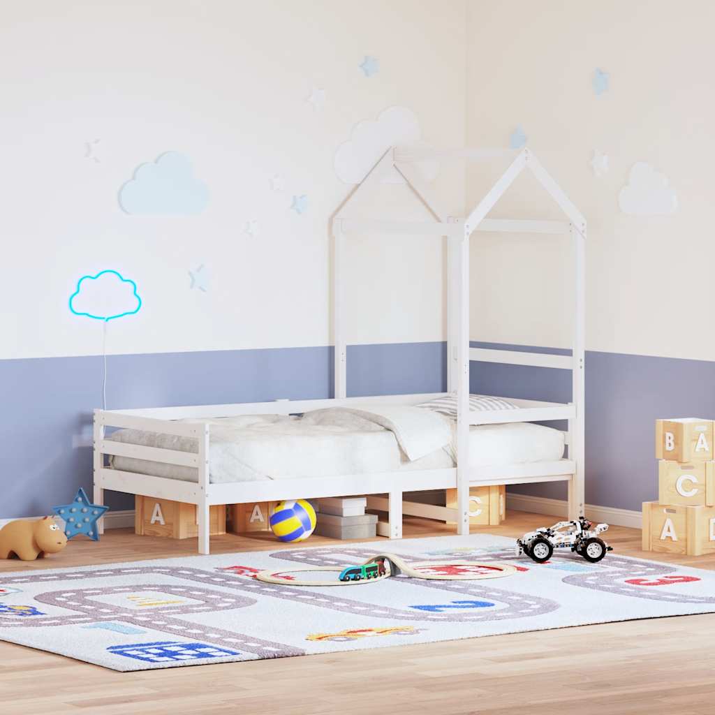 Techo De Cama Infantil Madera Maciza Pino Blanco 98x70x176,5 Cm_1