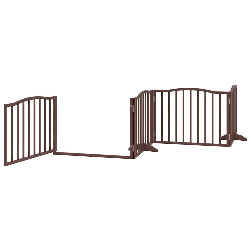 Vidaxl Puerta De Perros Plegable 10 Paneles Madera Álamo Marrón 800 Cm_3