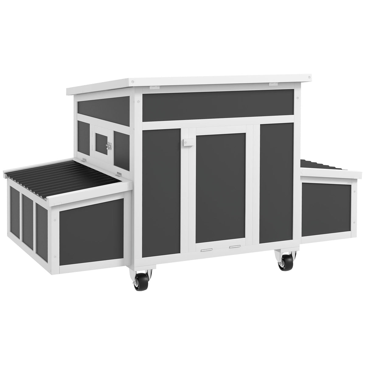Pawhut Gallinero De Madera 147x93,5x89,5 Cm Con Bandeja Extraíble Gris Oscuro_0