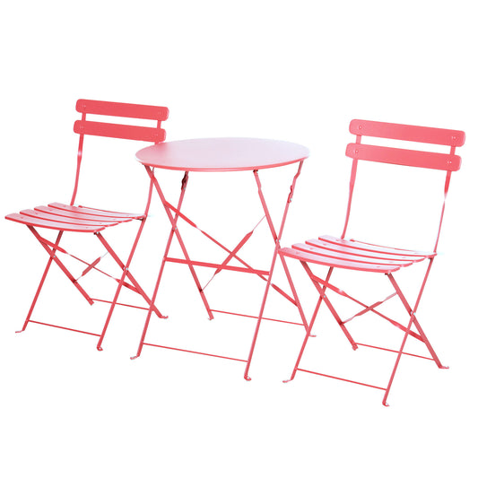 Outsunny Conjunto De Muebles Plegables De Jardín Mesa Y 2 Sillas De Metal Ø60x71_0