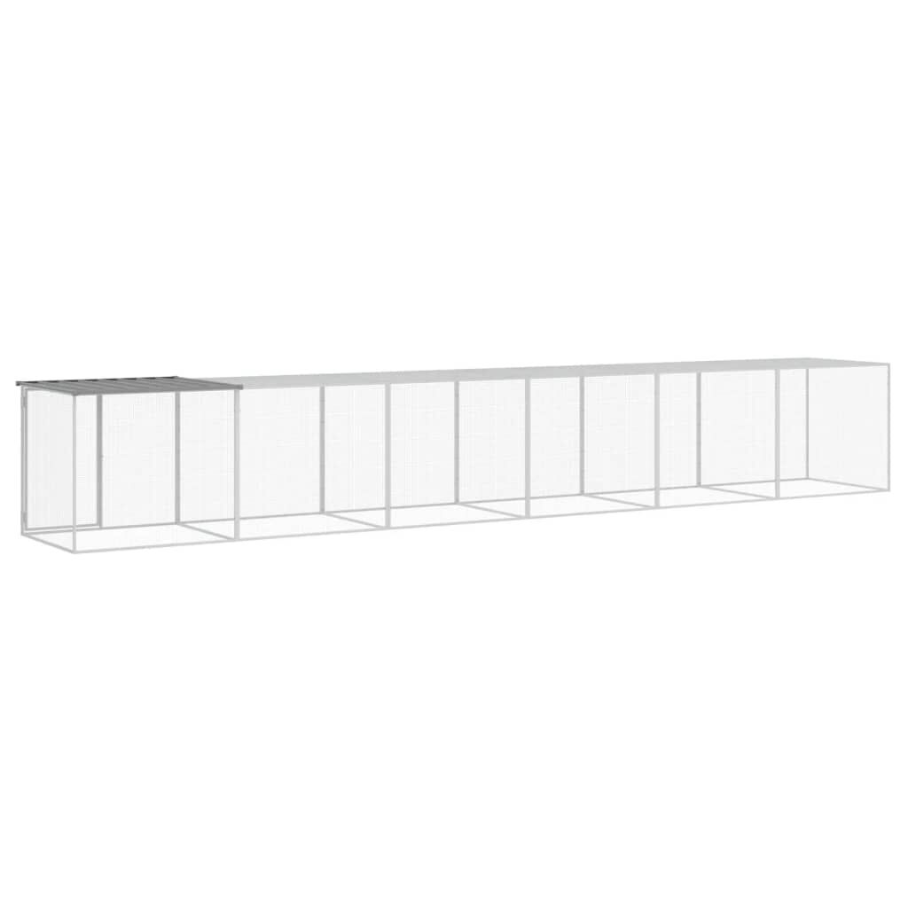 Vidaxl Gallinero Con Techo Acero Galvanizado Gris Claro 603x98x90 Cm_4