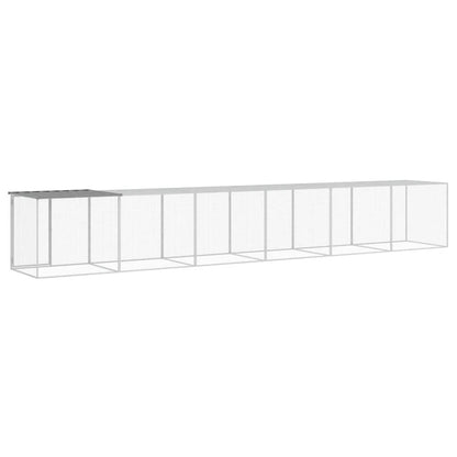 Vidaxl Gallinero Con Techo Acero Galvanizado Gris Claro 603x98x90 Cm_4