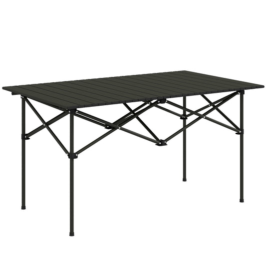 Outsunny Mesa De Camping Plegable Con Tapa Enrollable 95x55x50 Cm Negro_0
