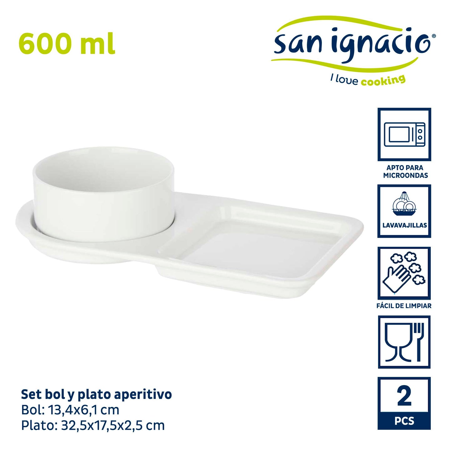 Set 2 Pzs Bol Y Plato Porcelana Brunch Colección Vessia