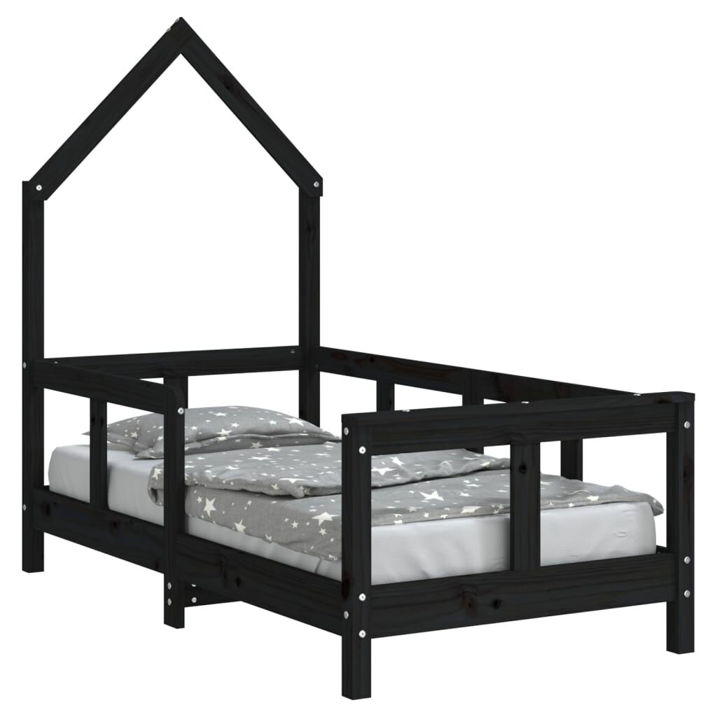 Vidaxl Estructura De Cama Para Niños Madera De Pino Negro 70x140 Cm_0