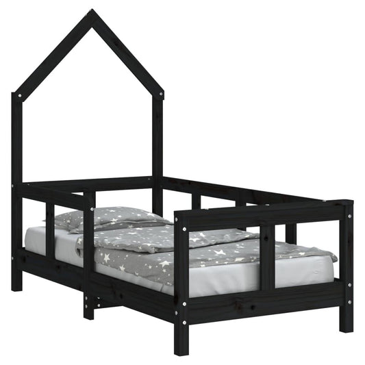 Vidaxl Estructura De Cama Para Niños Madera De Pino Negro 70x140 Cm_0