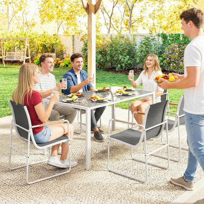 Outsunny Conjunto De Mesa Y Sillas Jardín De 7 Piezas Con Sillas Transpirables_4