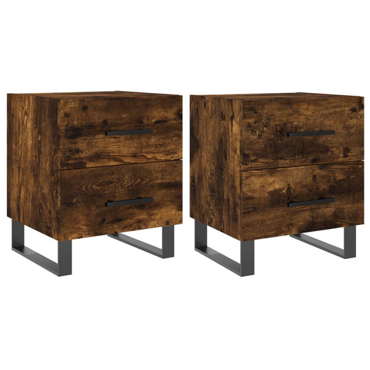 Mesita Noche 2 Uds Madera Ingeniería Roble Ahumado 40x35x47,5cm_0