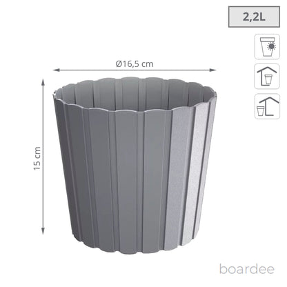 Maceta Boardee Basic 3,9l., Dimensiones (mm) 199x199x179, Color Gris Piedra_2
