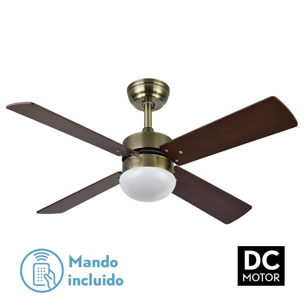 Ventilador Dc Sofia 2xe27 Cuero 4 Aspas Rev.cerezo/nogal 40x107d C/remoto Temporizador_0