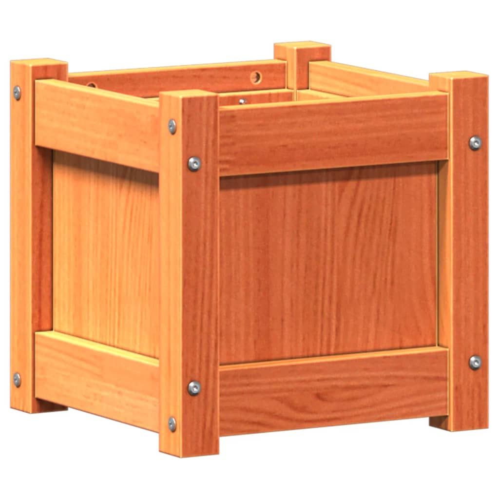 Jardineras De Exterior 2 Uds Madera Maciza De Pino Marrón Cera_4