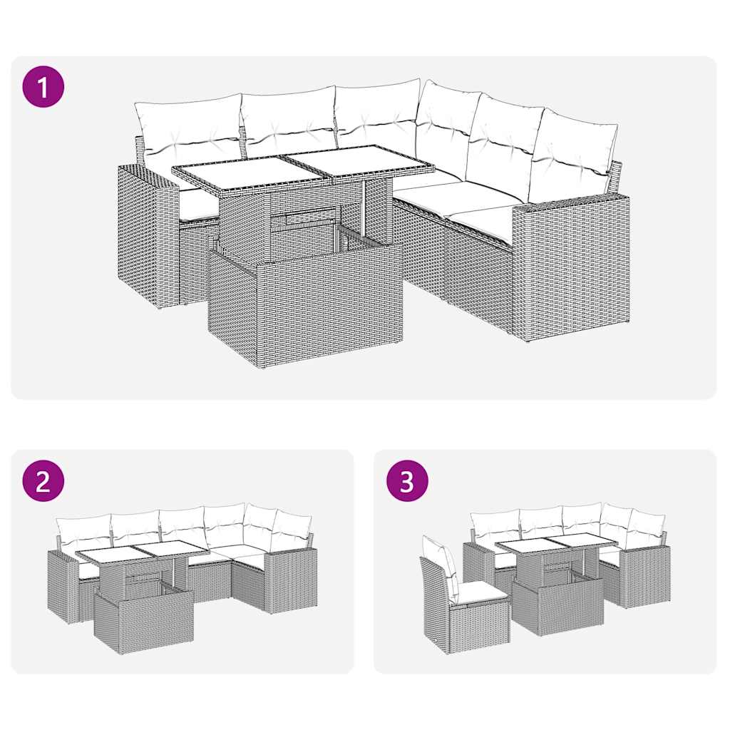 Set Sofás De Jardín 6 Piezas Y Cojines Ratán Sintético Marrón / Vetonek_4