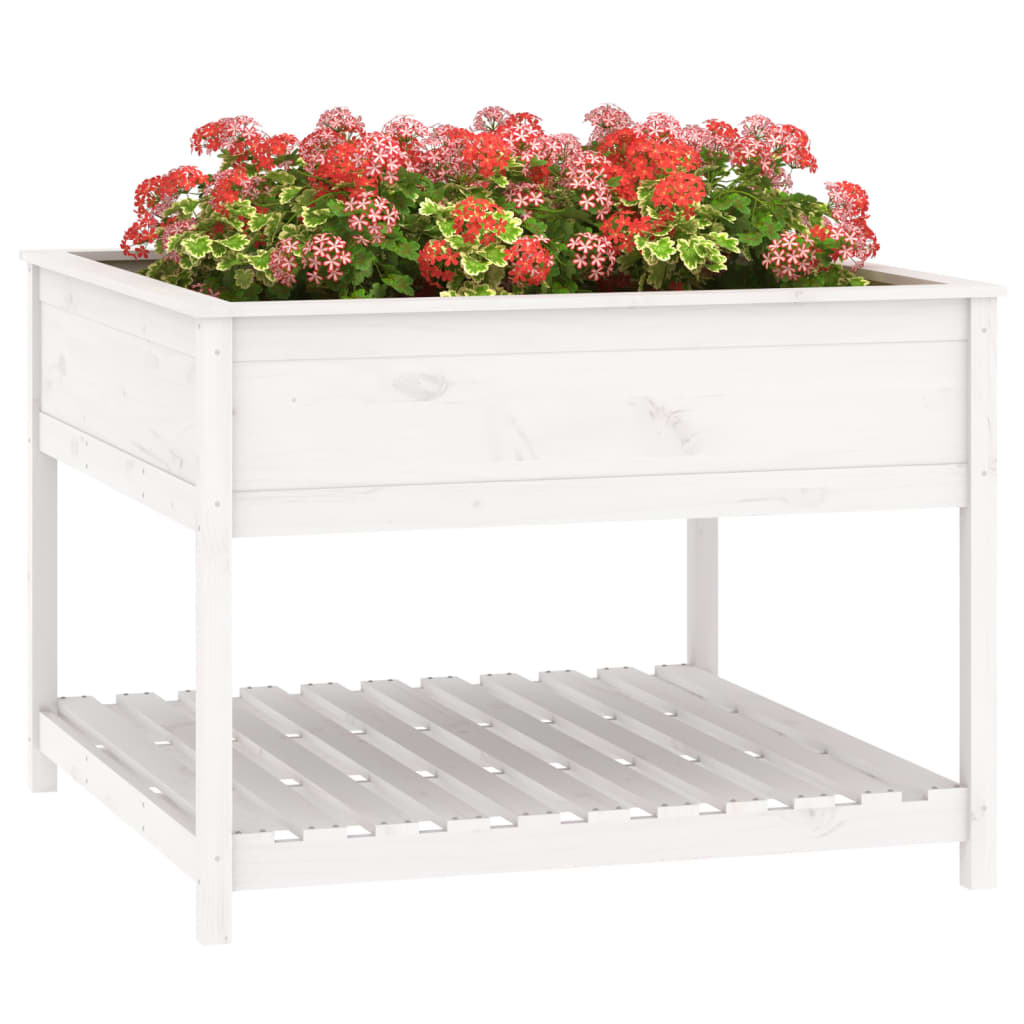 Jardinera De Estante Madera Maciza Pino Blanca 111,5x111,5x81cm_3