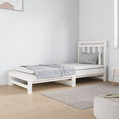 Sofá Cama Extraíble Madera Maciza De Pino Blanco 2x(90x190) Cm / Vetonek_4