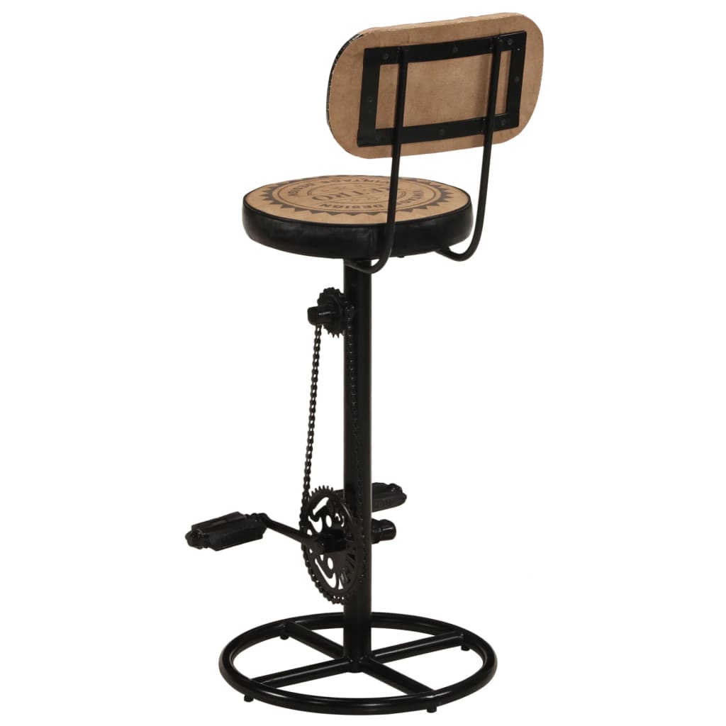 Taburetes Cocina 2 Uds Piel Cabra Estampado Lona Marrón Negro_3