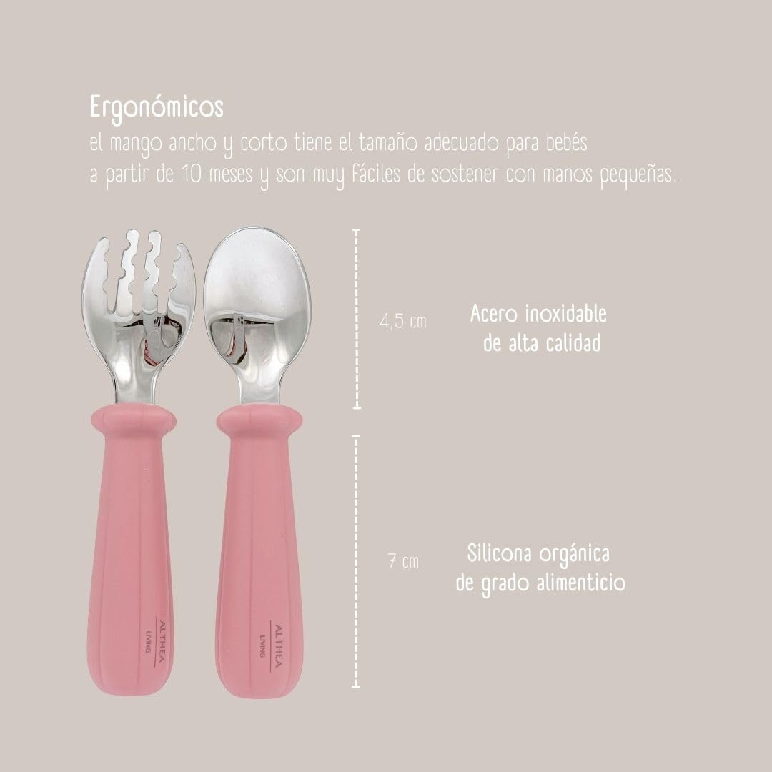 Juego De Tenedor Y Cuchara - Rosa Profundo._3