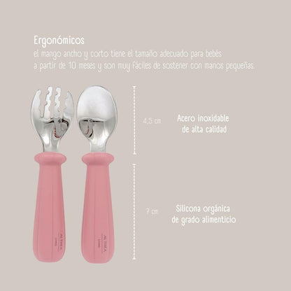 Juego De Tenedor Y Cuchara - Rosa Profundo._3