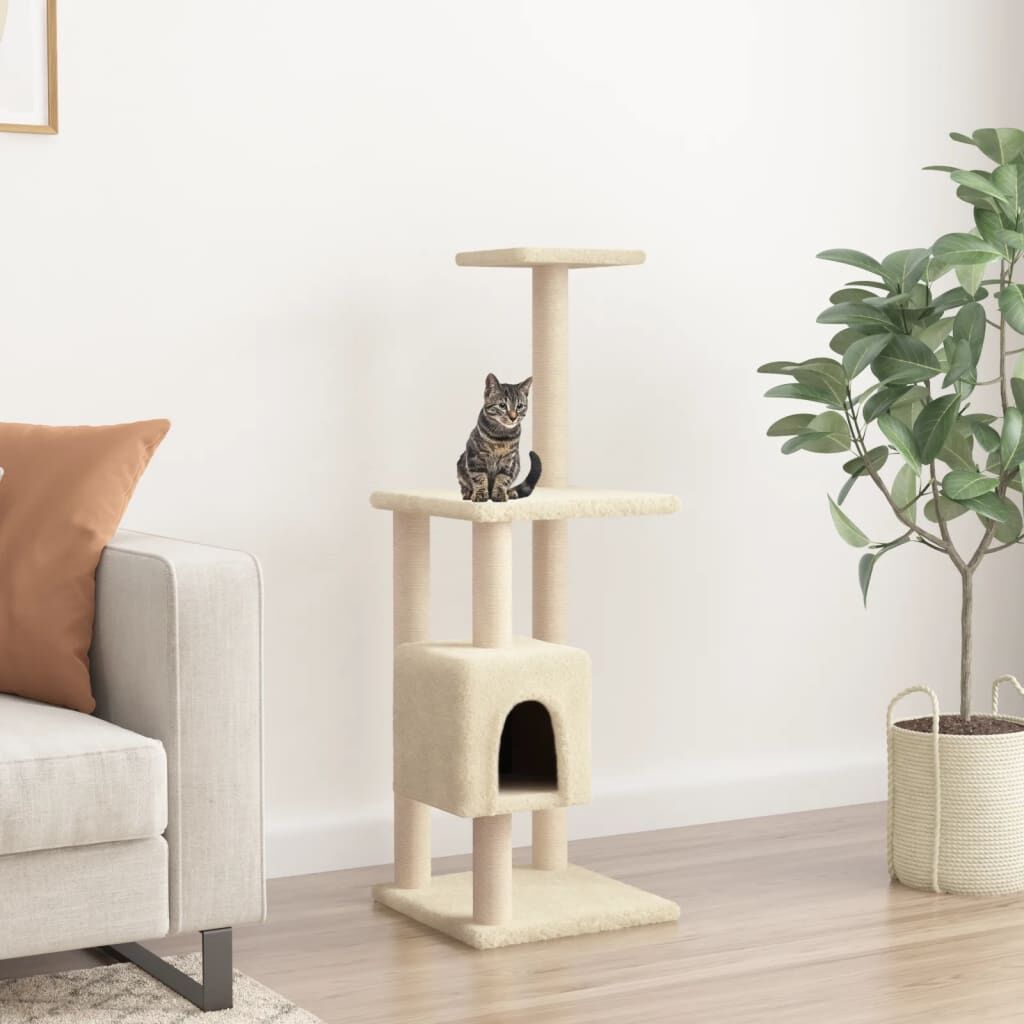 Vidaxl Rascador Para Gatos Con Postes De Sisal Color Crema 104 Cm_1