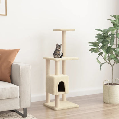 Vidaxl Rascador Para Gatos Con Postes De Sisal Color Crema 104 Cm_1