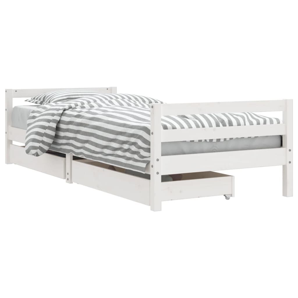 Vidaxl Estructura Cama Infantil Y Cajones Madera Pino Blanco 90x190 Cm_0