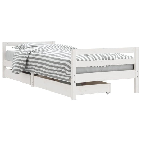 Vidaxl Estructura Cama Infantil Y Cajones Madera Pino Blanco 90x190 Cm_0