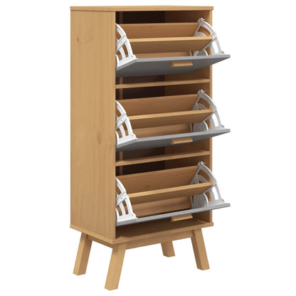 Zapatero Olden Madera Maciza De Pino Gris Y Marrón 55x35x120 Cm / Vetonek_5