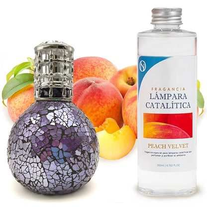 Lámpara Catalítica Mosaico Azul Océano + Aroma Peach Velvet 500 Ml - Elimina Malos Olores, Impurezas Y Perfuma_0
