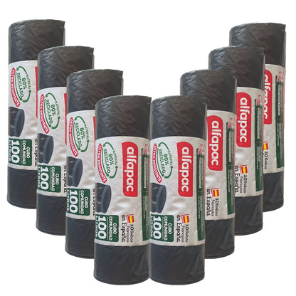80% Reciclado 8 Rollos De 10 Bolsas De Basura De 100l_0