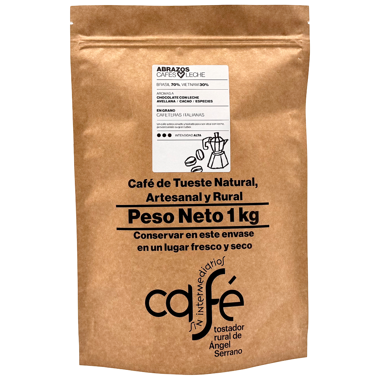 Cafe Sin Intermediarios Café Brasil Abrazos En Grano Para Italiana (moka) 1 Kg_0