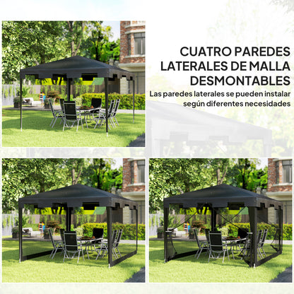 Outsunny Carpa De Jardín 4x3 M Con 4 Mosquiteras Laterales Gris Oscuro_3