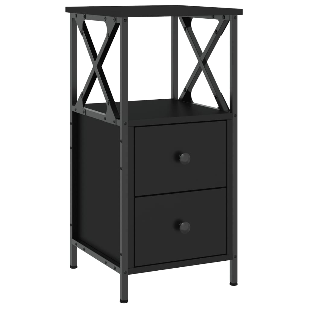 Mesitas De Noche 2 Uds Madera De Ingeniería Negro 34x35,5x70 Cm_1