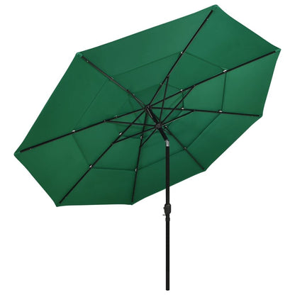 Vidaxl Sombrilla Jardín De 3 Niveles Con Palo De Aluminio Verde 3,5 M_1