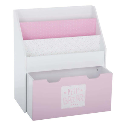Estantería Con Cajón Y Ruedas Rosa 62,7x30x70cm