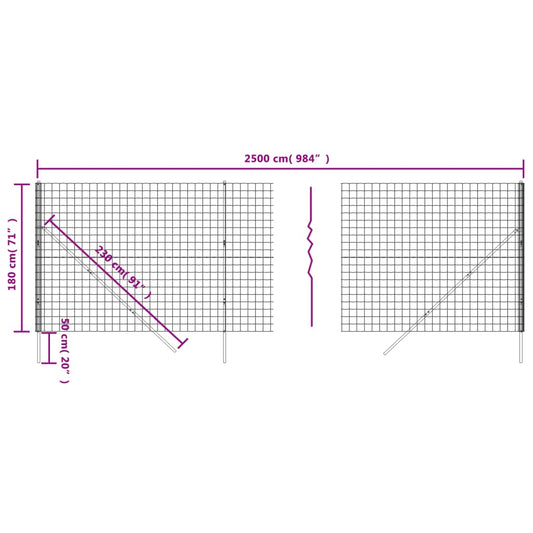 Cerca De Alambre De Acero Galvanizado Gris Antracita 1,8x25 M / Vetonek_0