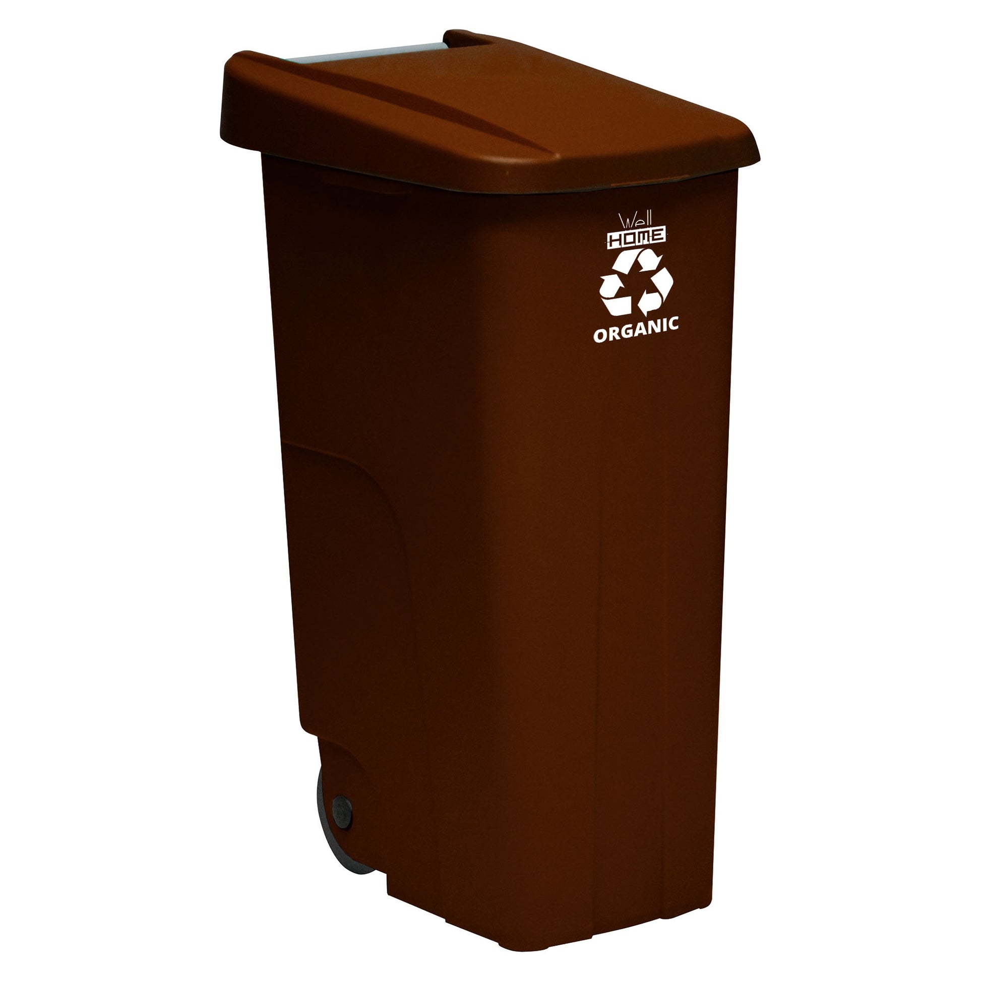Contenedor - Cubo De Basura Wellhome Reciclo 110 Litros,color Marrón Cerrado Con Tapa, Ideal Para Reciclaje De Residuos Orgánicos, Con Ruedas_0