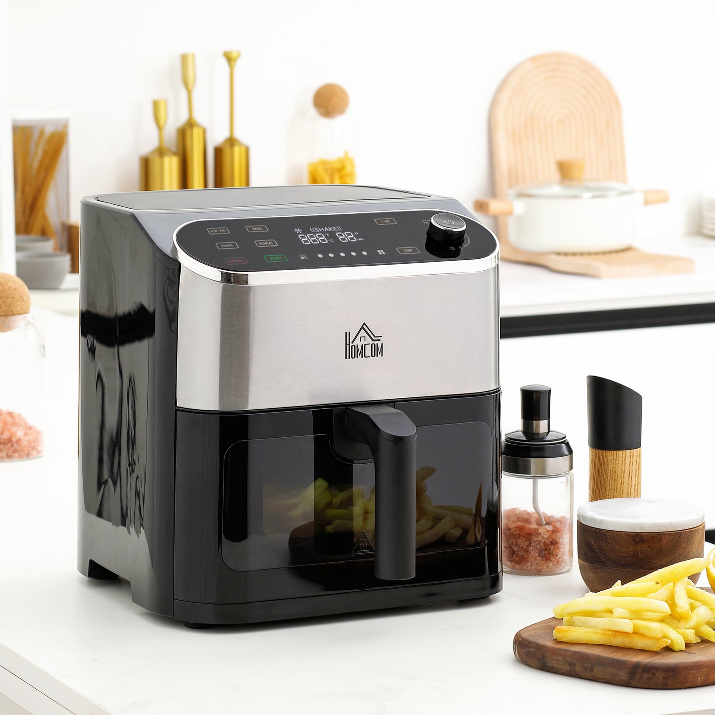 Homcom 4 En 1 Freidora Sin Aceite 6,5l 1350w Con 3 Programas 31x37,5x32 Cm_1