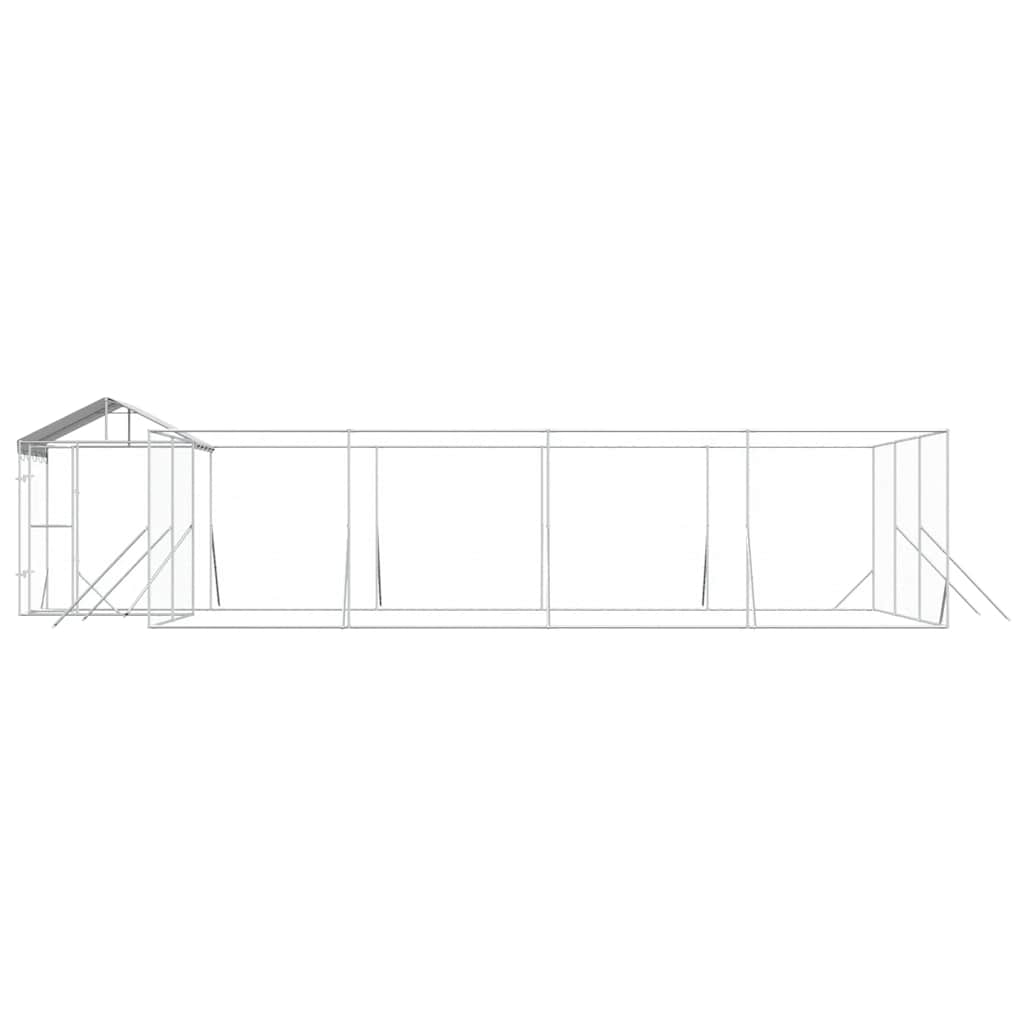 Perrera De Exterior Con Toldo Acero Galvanizado Plata 10x6x2,5m_4