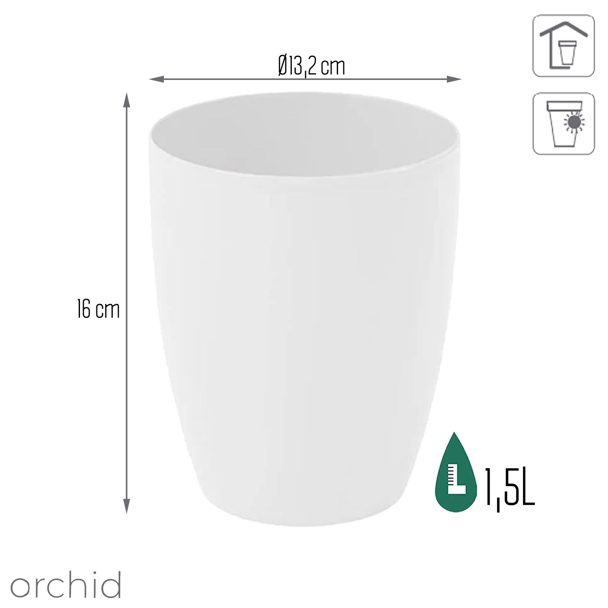 Maceta Coubi Orchid 1,5l., Dimensiones (mm) 132x132x160, Color Blanco_2
