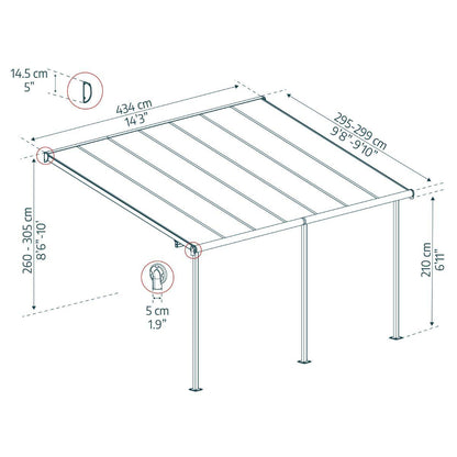 Pérgola adosada Capri 299x434 cm gris Canopia by Palram