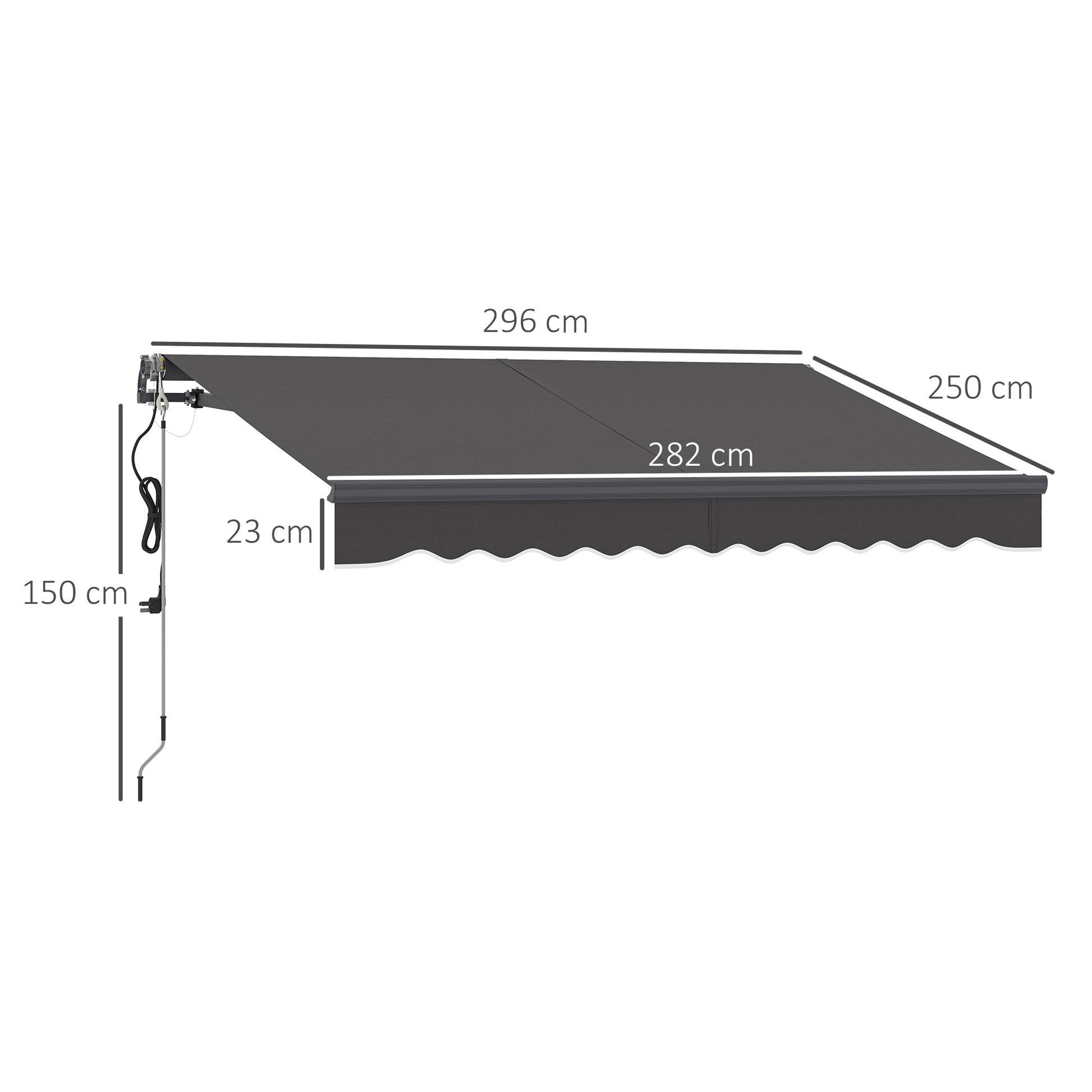 Outsunny Toldo Eléctrico Retráctil Con Mando A Distancia 3x2,5 M Gris Oscuro_2
