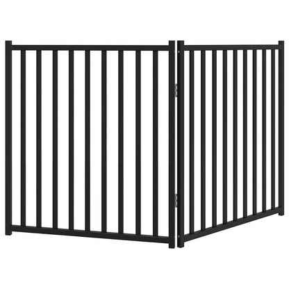 Vidaxl Puerta De Perros Plegable 2 Paneles Madera Abeto Negro 160 Cm_5