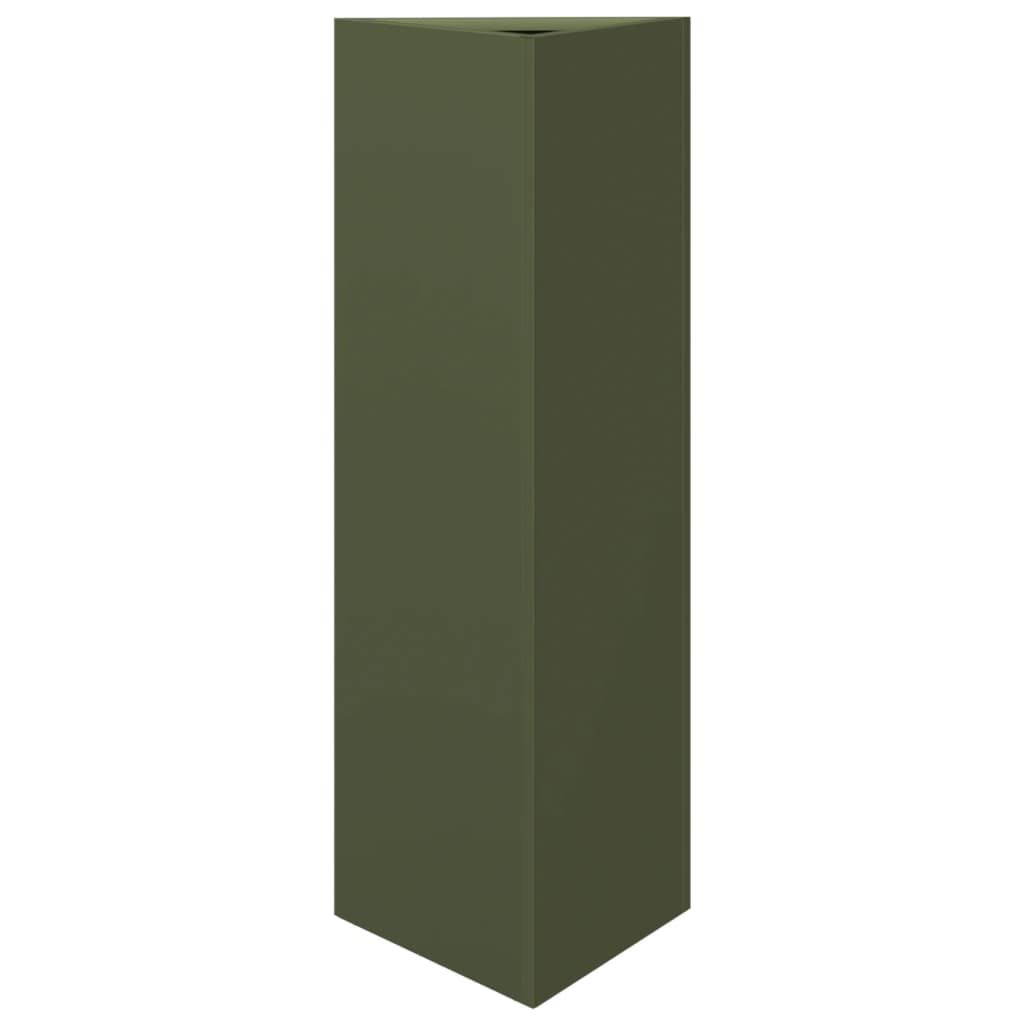 Jardineras Triangulares 2 Uds Acero Verde Oliva 30x26x75 Cm_4