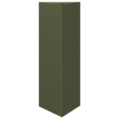 Jardineras Triangulares 2 Uds Acero Verde Oliva 30x26x75 Cm_4