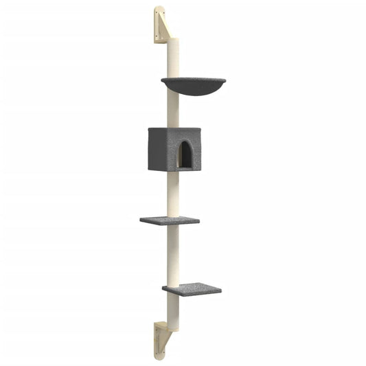 Vidaxl Árbol Rascador Para Gatos De Pared Gris Oscuro 187 Cm_0