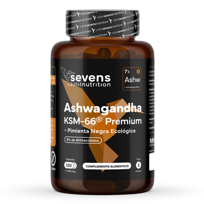Ashwagandha Ksm-66 Complex Con Pimienta Negra Sevens Nutrition.  Bienestar, Energía Y Concentración