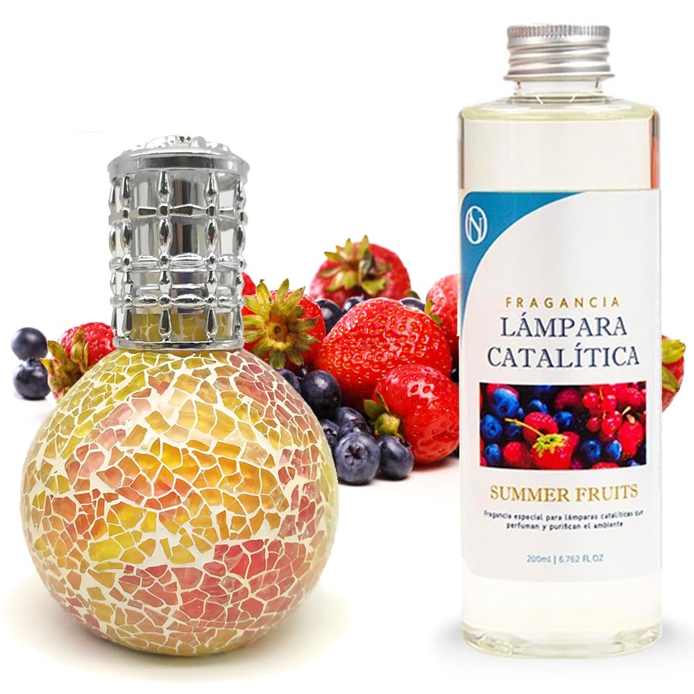 Lámpara Catalítica Mosaico Bicolor + Aroma Summer Fruits 200ml - Elimina Malos Olores, Impurezas Y Perfuma_0